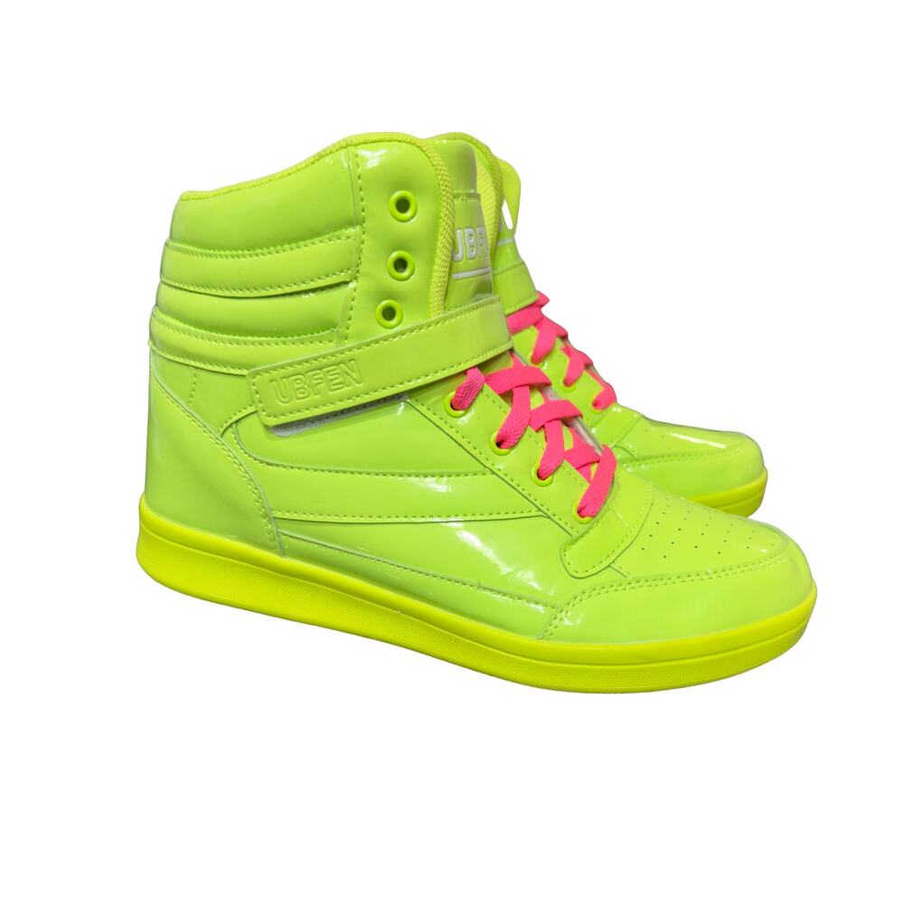UBFEN | Lime Green Hidden Wedge High Top Sneakers | Women’s Size 40 | Size 9